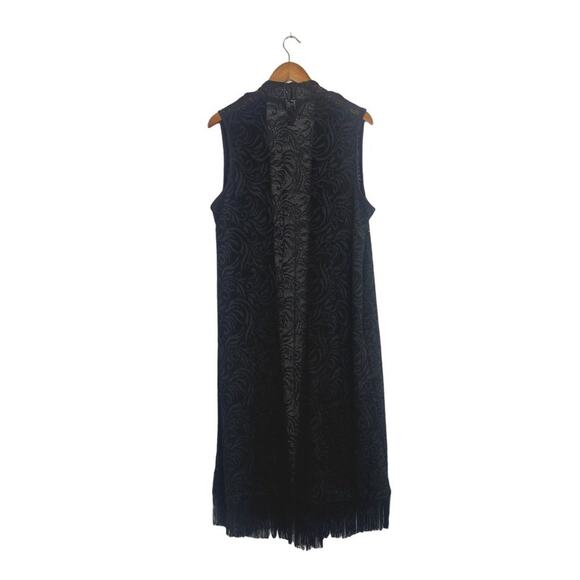 NWOT La Vanya Boho Swim Coverup Lace Sleeveless Open Front Maxi Dress Black 1X - Picture 5 of 16